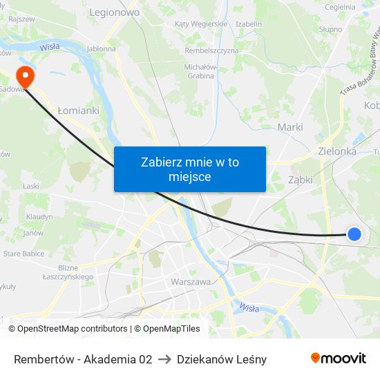 Rembertów - Akademia 02 to Dziekanów Leśny map