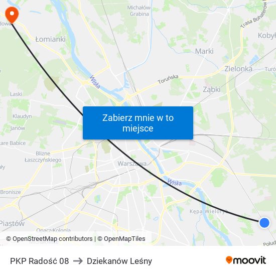 PKP Radość 08 to Dziekanów Leśny map