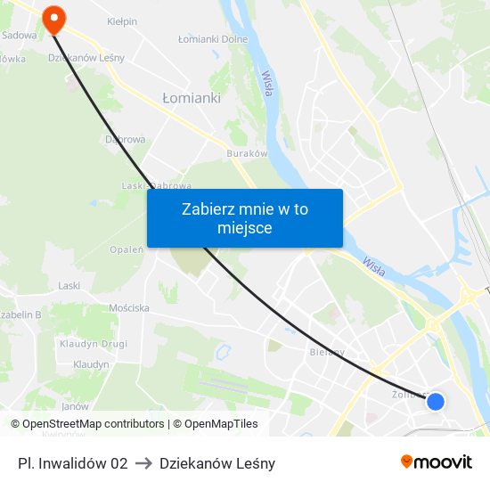 Pl. Inwalidów 02 to Dziekanów Leśny map