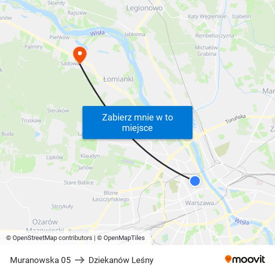 Muranowska 05 to Dziekanów Leśny map