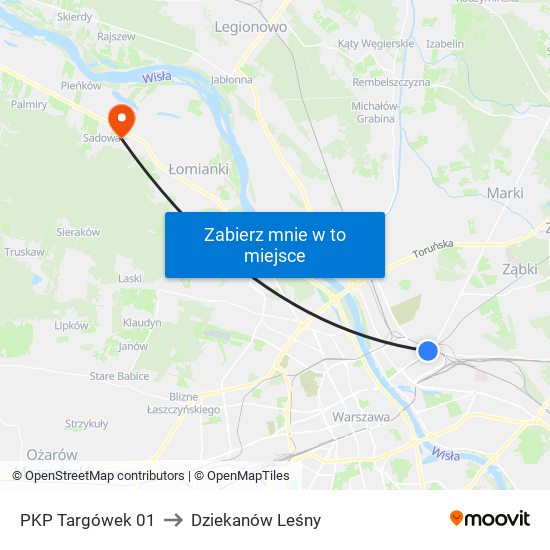 PKP Targówek 01 to Dziekanów Leśny map