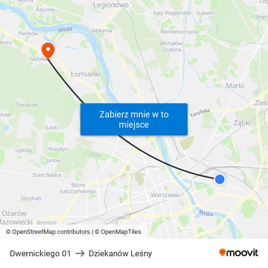 Dwernickiego 01 to Dziekanów Leśny map