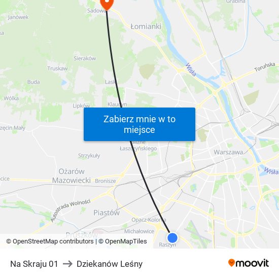 Na Skraju 01 to Dziekanów Leśny map