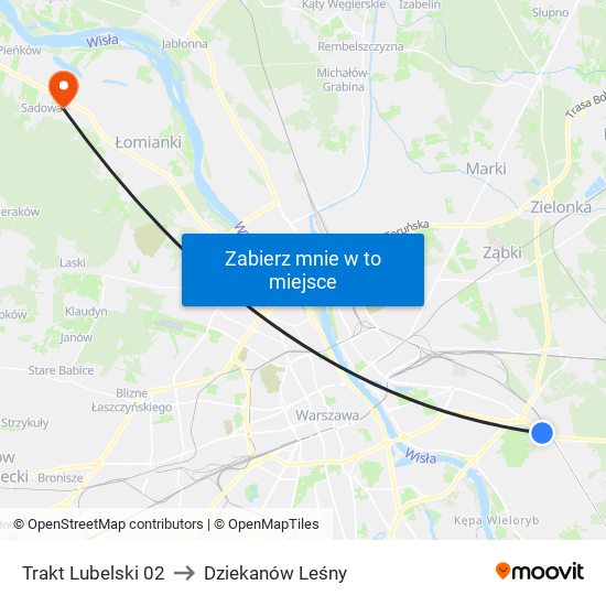 Trakt Lubelski 02 to Dziekanów Leśny map