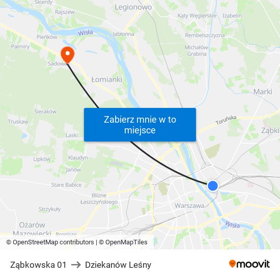 Ząbkowska 01 to Dziekanów Leśny map