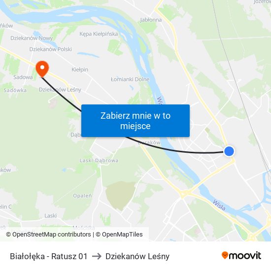 Białołęka - Ratusz 01 to Dziekanów Leśny map