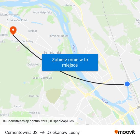 Cementownia to Dziekanów Leśny map