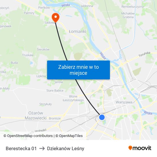 Berestecka 01 to Dziekanów Leśny map