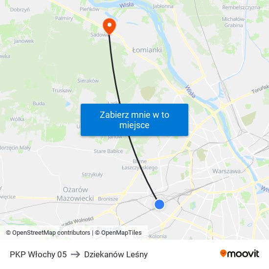 PKP Włochy 05 to Dziekanów Leśny map