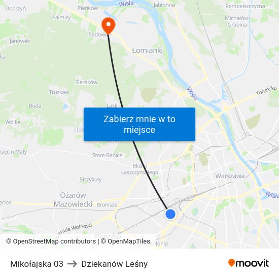 Mikołajska 03 to Dziekanów Leśny map