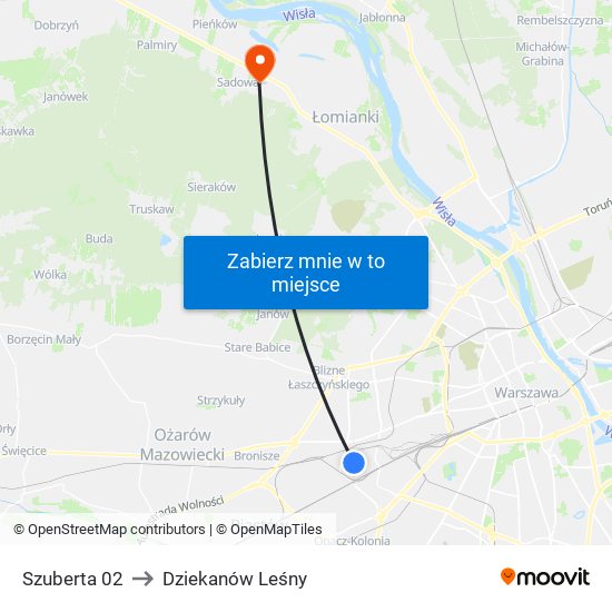 Szuberta 02 to Dziekanów Leśny map