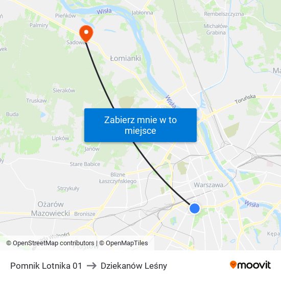 Pomnik Lotnika 01 to Dziekanów Leśny map