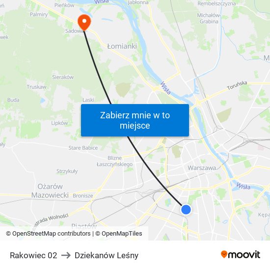 Rakowiec 02 to Dziekanów Leśny map