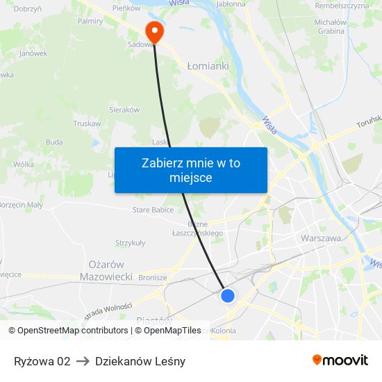 Ryżowa 02 to Dziekanów Leśny map