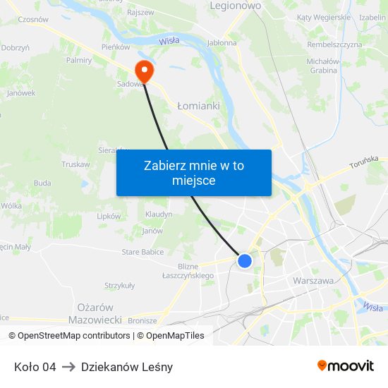 Koło to Dziekanów Leśny map