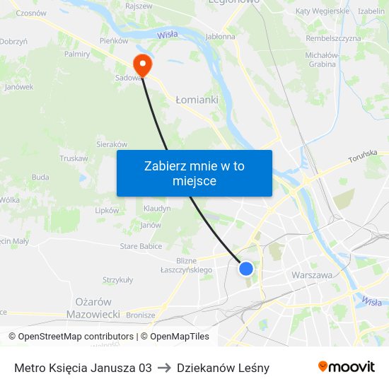 Metro Księcia Janusza 03 to Dziekanów Leśny map