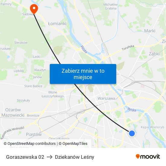 Goraszewska 02 to Dziekanów Leśny map