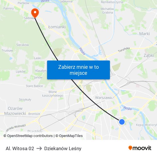 Al. Witosa to Dziekanów Leśny map