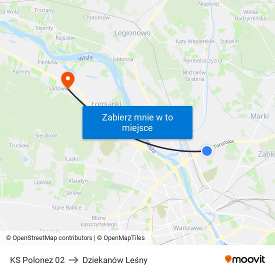 KS Polonez 02 to Dziekanów Leśny map