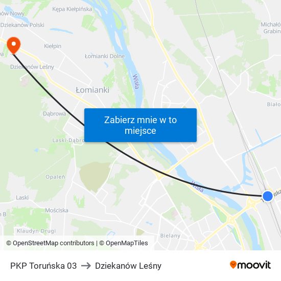 PKP Toruńska 03 to Dziekanów Leśny map