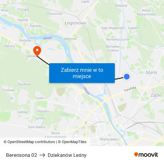 Berensona 02 to Dziekanów Leśny map