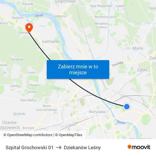 Szpital Grochowski 01 to Dziekanów Leśny map