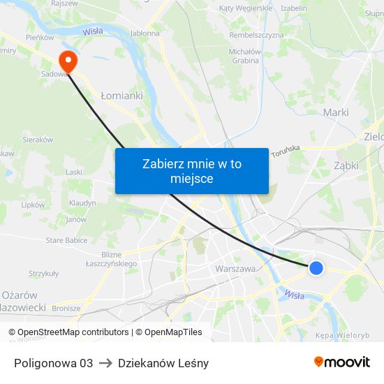 Poligonowa 03 to Dziekanów Leśny map