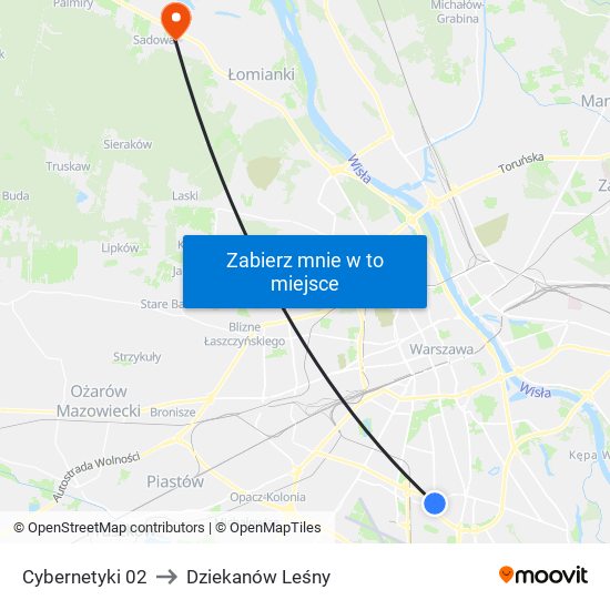 Cybernetyki to Dziekanów Leśny map