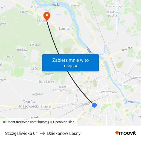 Szczęśliwicka 01 to Dziekanów Leśny map