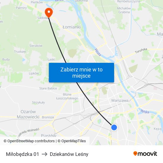 Miłobędzka 01 to Dziekanów Leśny map