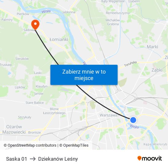 Saska 01 to Dziekanów Leśny map