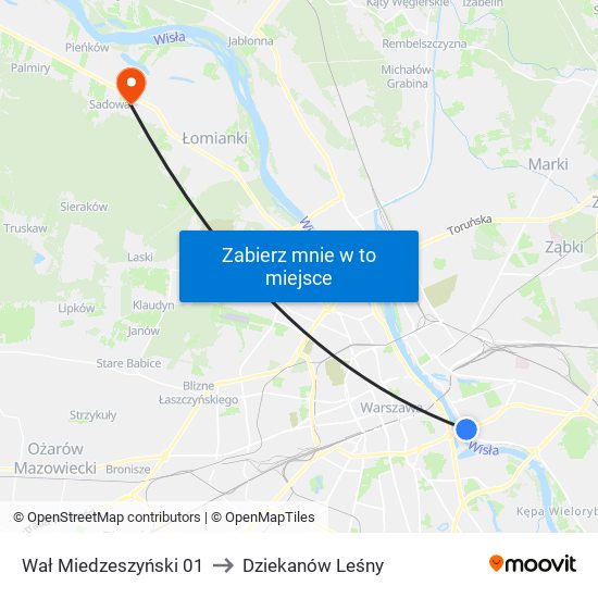 Wał Miedzeszyński 01 to Dziekanów Leśny map