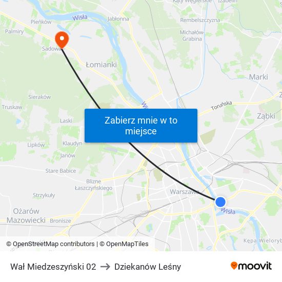 Wał Miedzeszyński to Dziekanów Leśny map