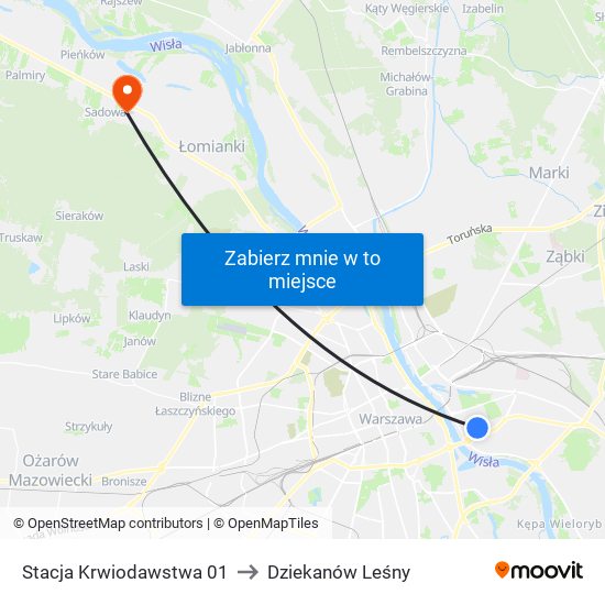 Stacja Krwiodawstwa to Dziekanów Leśny map