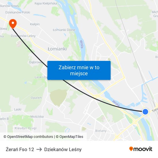 Żerań Fso to Dziekanów Leśny map