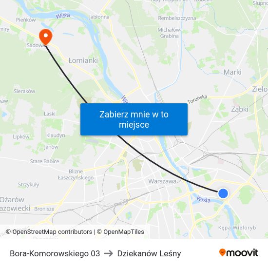 Bora-Komorowskiego to Dziekanów Leśny map