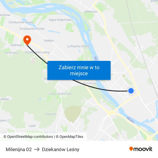 Milenijna 02 to Dziekanów Leśny map