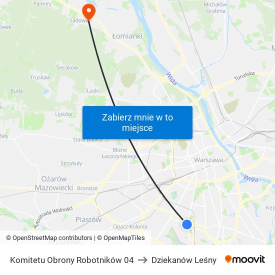 Komitetu Obrony Robotników 04 to Dziekanów Leśny map