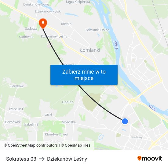 Sokratesa 03 to Dziekanów Leśny map