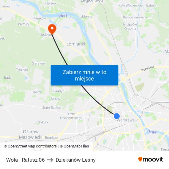 Wola - Ratusz 06 to Dziekanów Leśny map