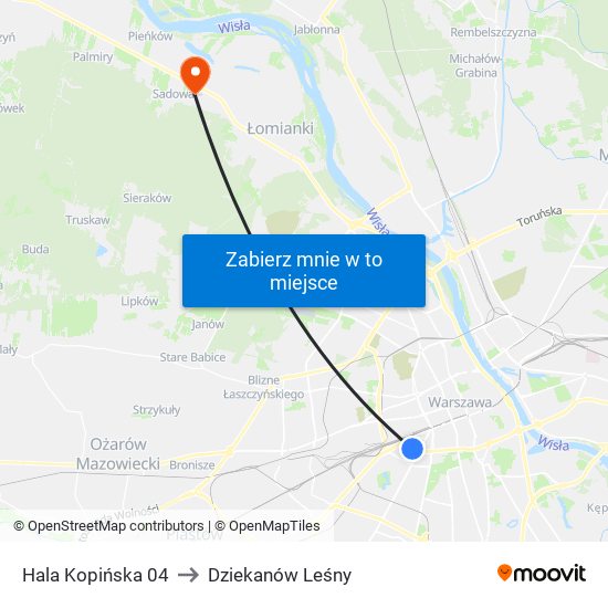 Hala Kopińska 04 to Dziekanów Leśny map