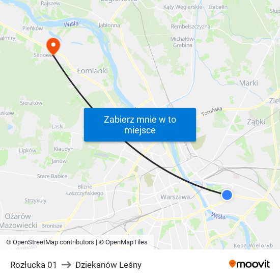 Rozłucka to Dziekanów Leśny map