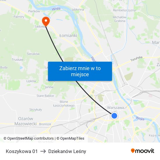 Koszykowa 01 to Dziekanów Leśny map