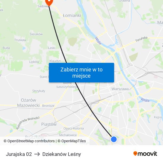 Jurajska to Dziekanów Leśny map