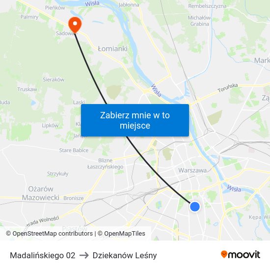 Madalińskiego 02 to Dziekanów Leśny map