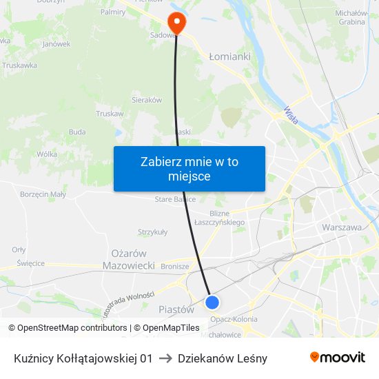 Kuźnicy Kołłątajowskiej to Dziekanów Leśny map