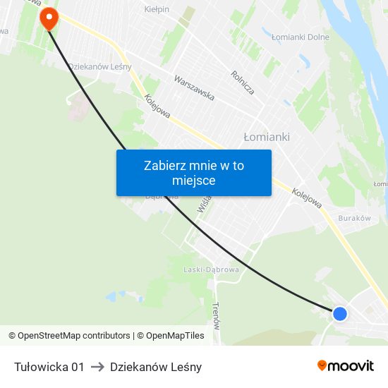 Tułowicka to Dziekanów Leśny map