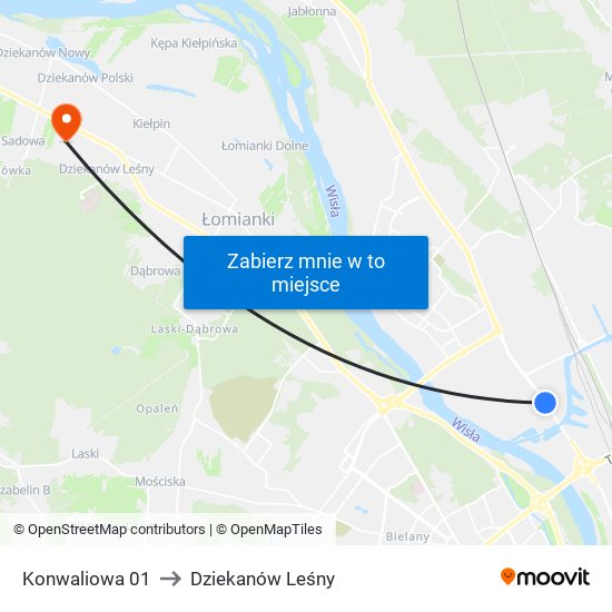 Konwaliowa to Dziekanów Leśny map