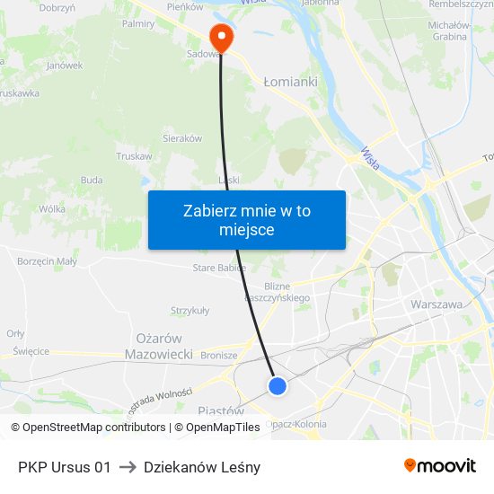 PKP Ursus 01 to Dziekanów Leśny map