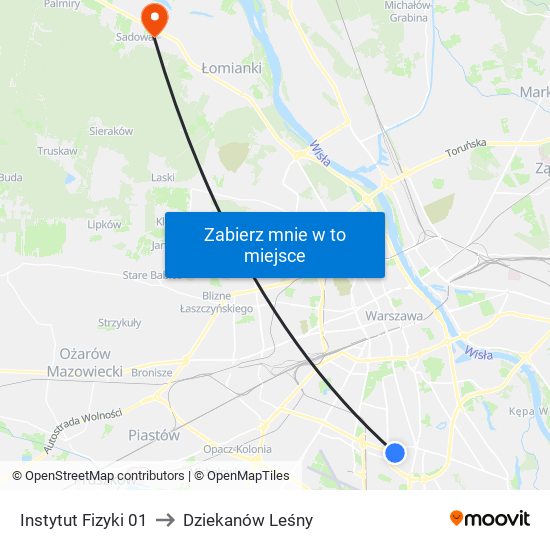 Instytut Fizyki to Dziekanów Leśny map